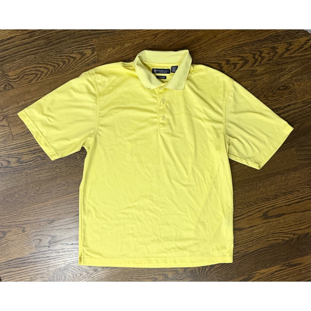 Oxford Golf Super Dry Coolmax Polo Shirt Mens Large Yellow Short Sleeve Golfing